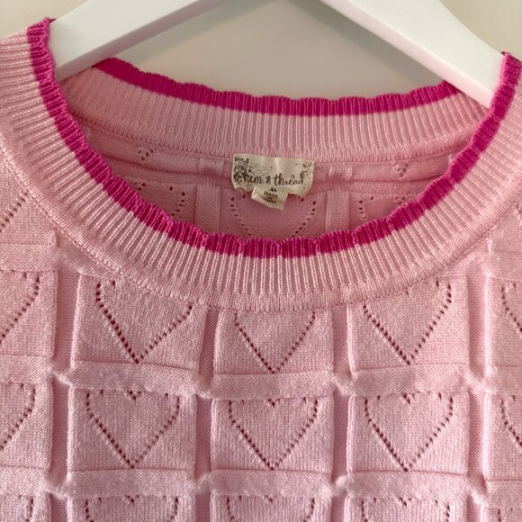 Hem & Thread Pink Heart Pattern Sweater - Picture 2 of 3
